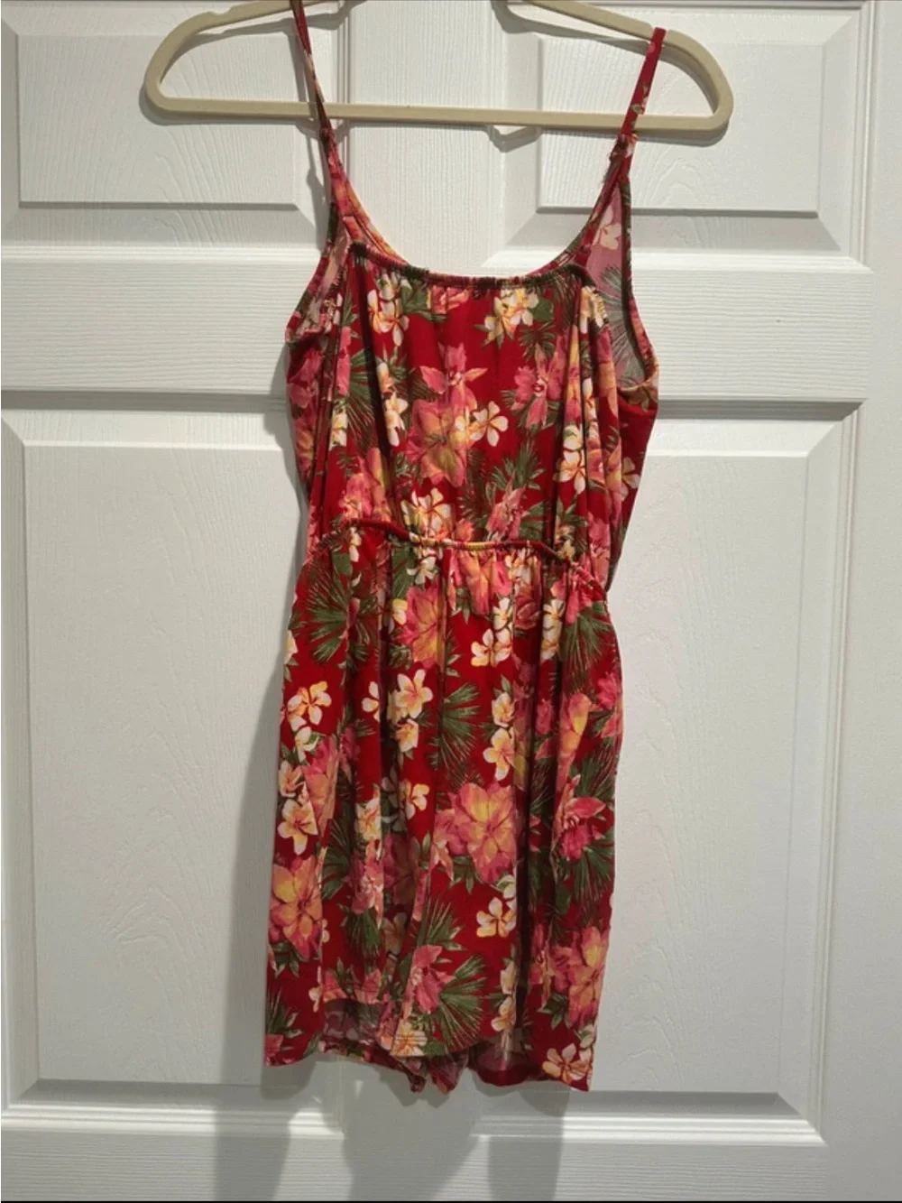 T.J.Maxx Red Floral Spaghetti-Strap Romper